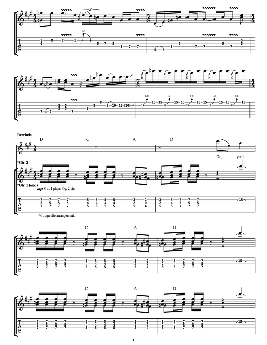 The Ocean Guitar Tablature scores gallery preview page 5
