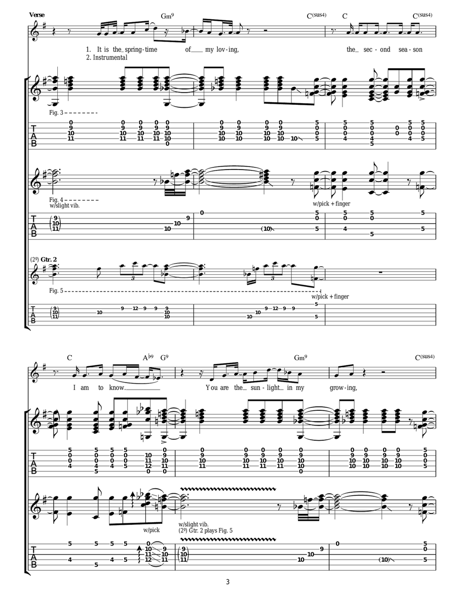 The Rain Song Guitar Tablature scores gallery preview page 3