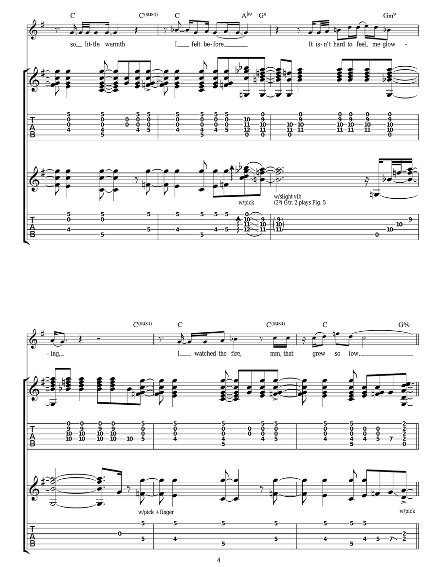 The Rain Song Guitar Tablature scores gallery preview page 4