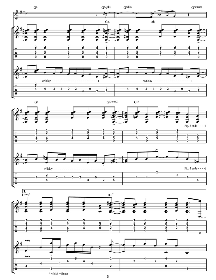 The Rain Song Guitar Tablature scores gallery preview page 5