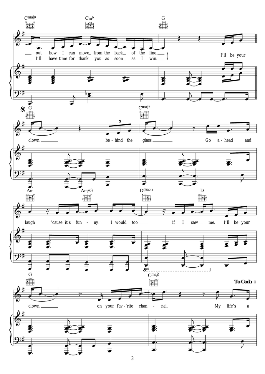 Clown Clown Acoustic Guitar scores gallery preview page 3
