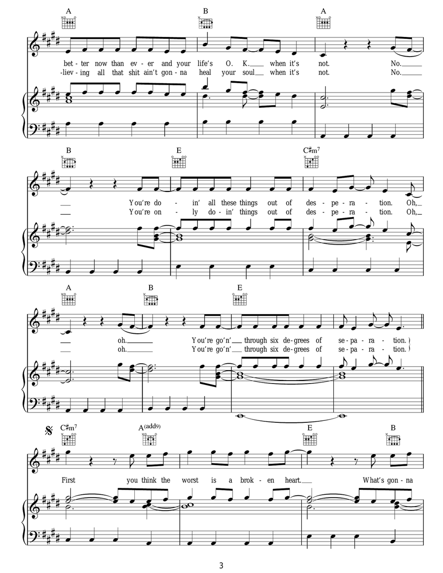 Six Degrees Of Separation Acoustic Guitar scores gallery preview page 3
