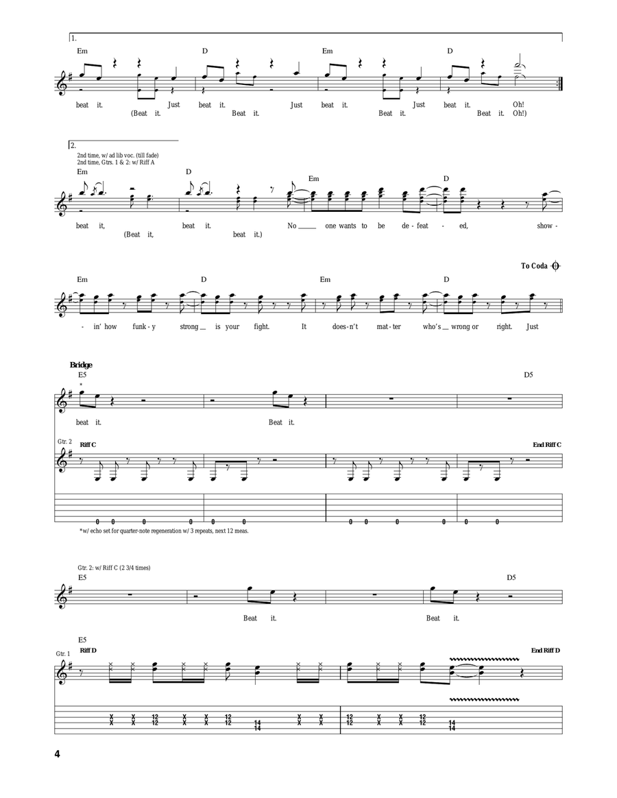 Beat It Beat It Acoustic Guitar scores gallery preview page 4