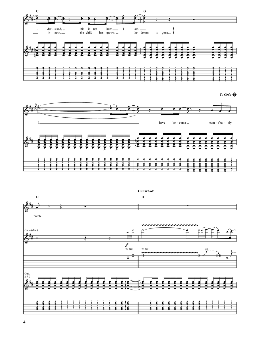 Comfortably Numb Comfortably Numb Acoustic Guitar scores gallery preview page 4