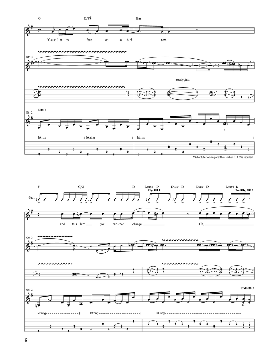 Free Bird Free Bird Acoustic Guitar scores gallery preview page 6