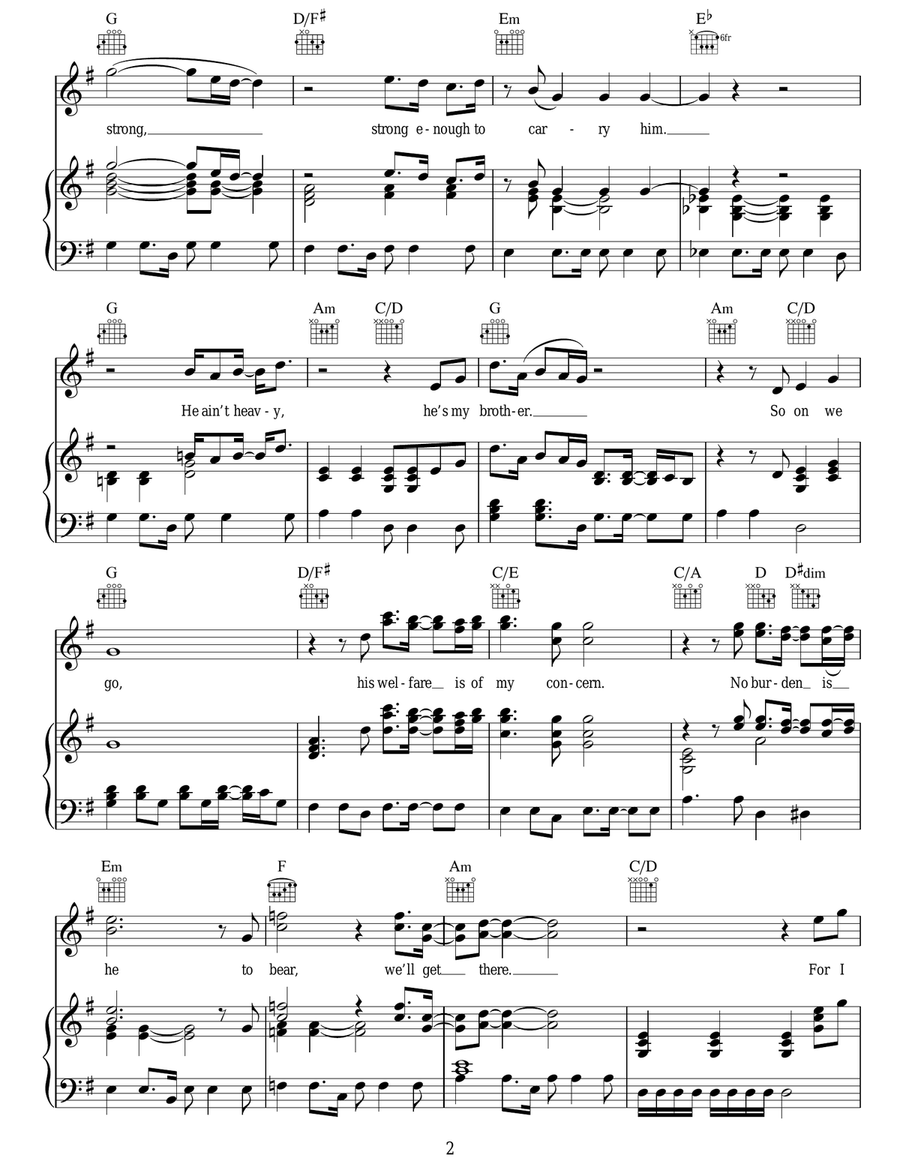 He Ain't Heavy, He's My Brother Acoustic Guitar scores gallery preview page 2