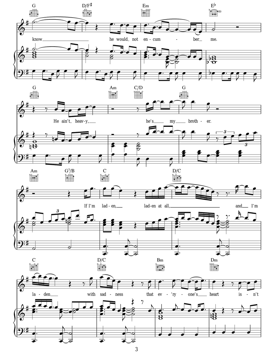 He Ain't Heavy, He's My Brother Acoustic Guitar scores gallery preview page 3