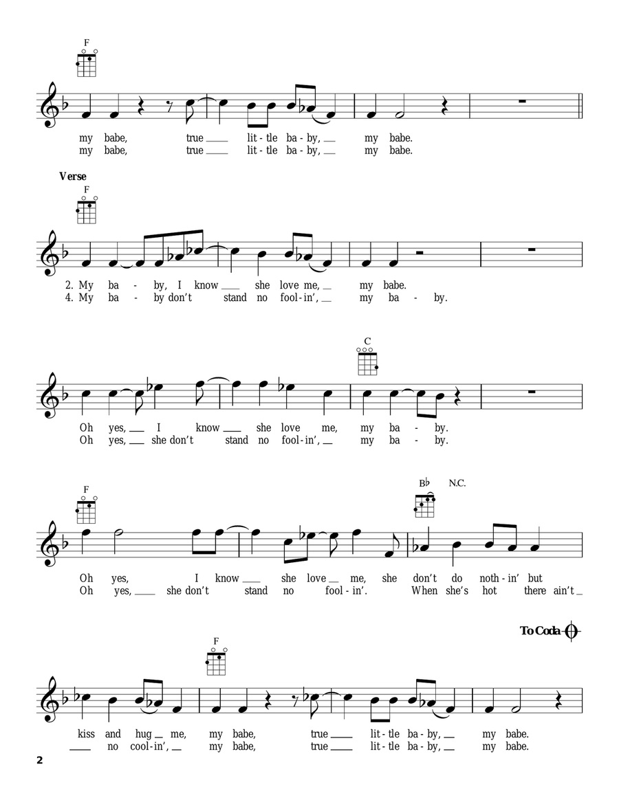 My Babe My Babe Ukulele scores gallery preview page 2