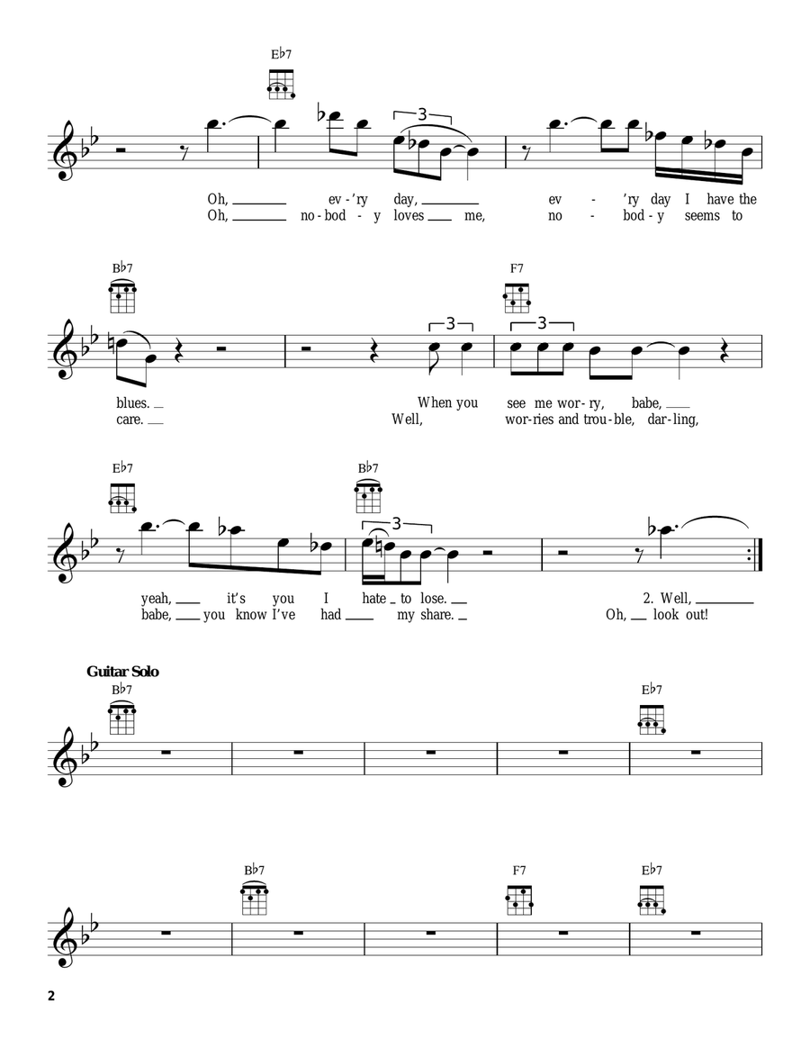 Every Day I Have The Blues Ukulele scores gallery preview page 2