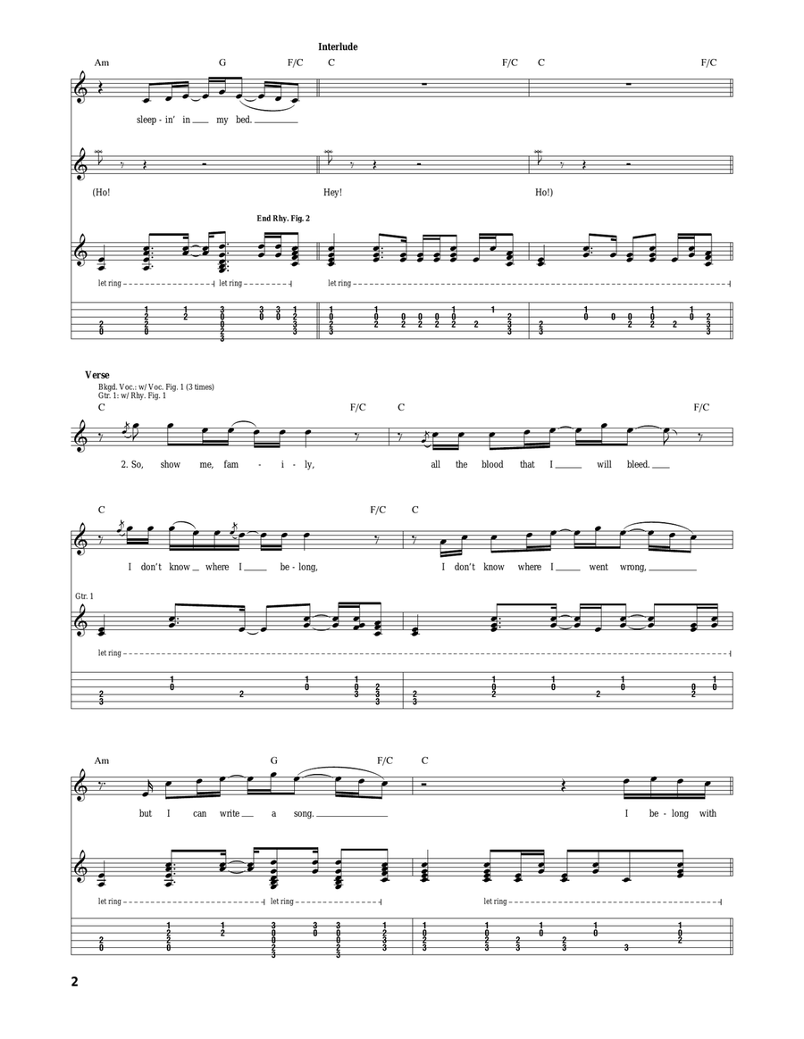 Ho Hey Ho Hey Acoustic Guitar scores gallery preview page 2