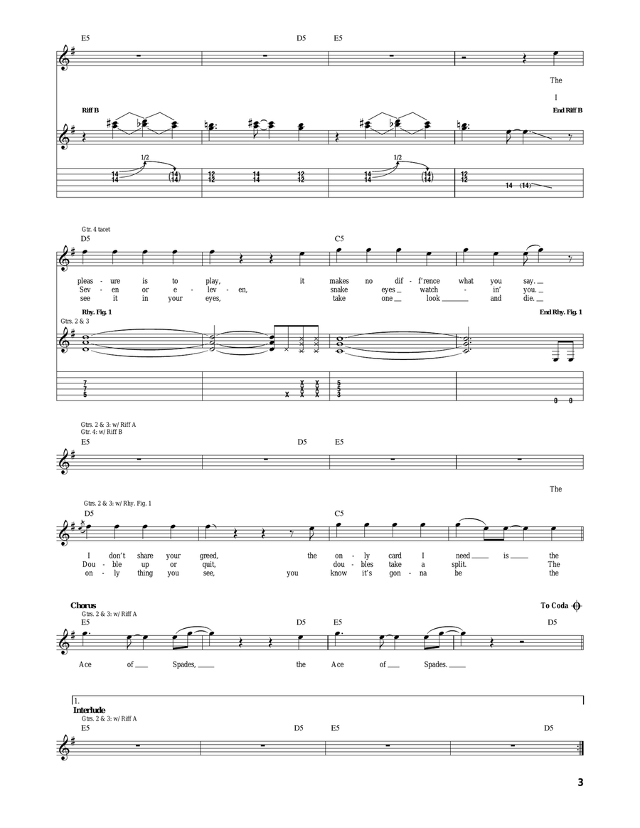 Ace Of Spades Ace Of Spades Acoustic Guitar scores gallery preview page 3