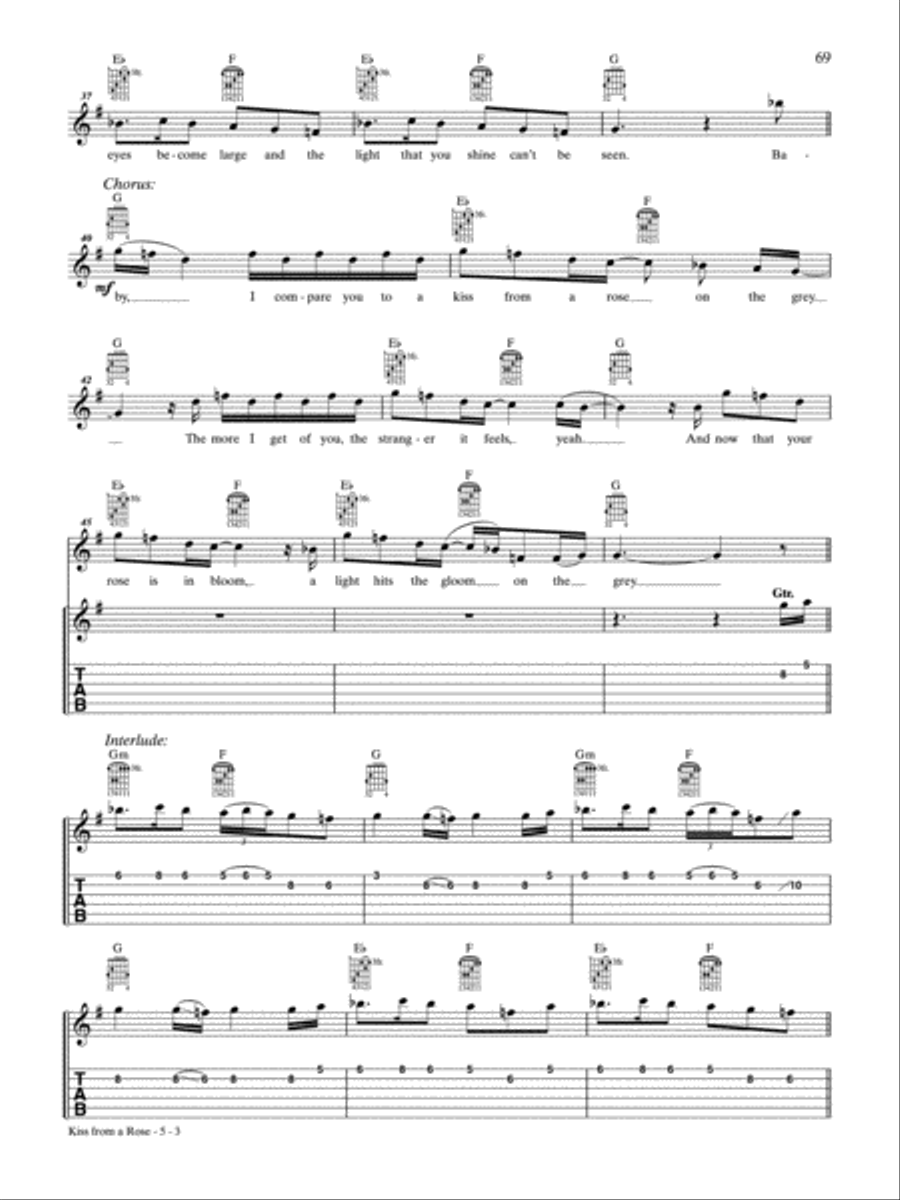 Kiss from a Rose Electric Guitar scores gallery preview page 3