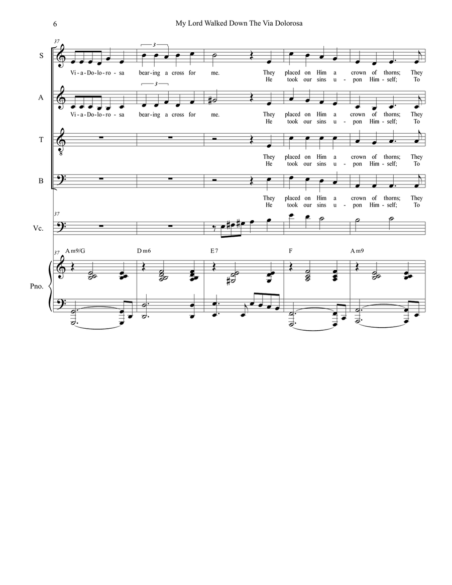 My Lord Walked Down The Via Dolorosa (Tenor Solo with SATB) 4-Part scores gallery preview page 6