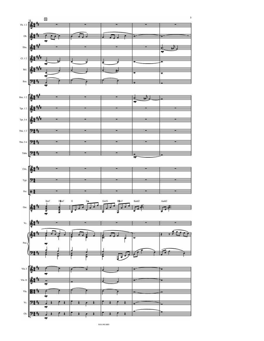 Score: Psalm 150 (for Tenor and Orchestra) Key of D - Score Only String Orchestra scores gallery preview page 3