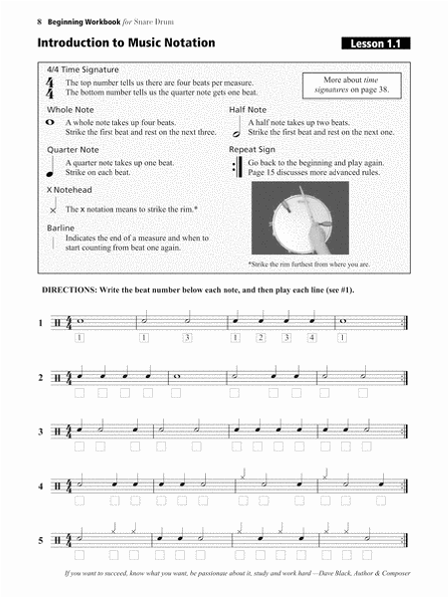 Alfred's Beginning Workbook for Snare Drum Snare Drum scores gallery preview page 5