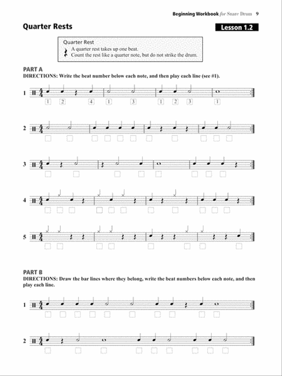 Alfred's Beginning Workbook for Snare Drum Snare Drum scores gallery preview page 6
