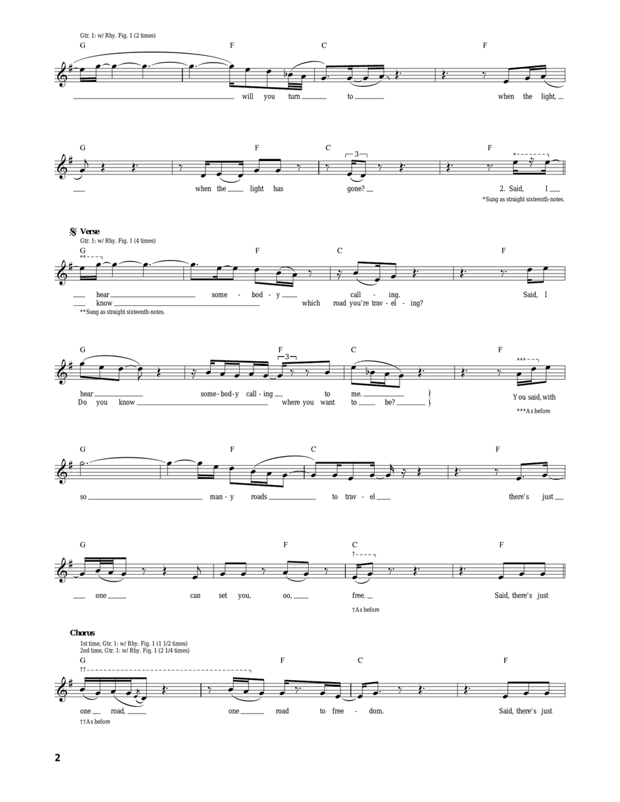 One Road To Freedom One Road To Freedom Acoustic Guitar scores gallery preview page 2