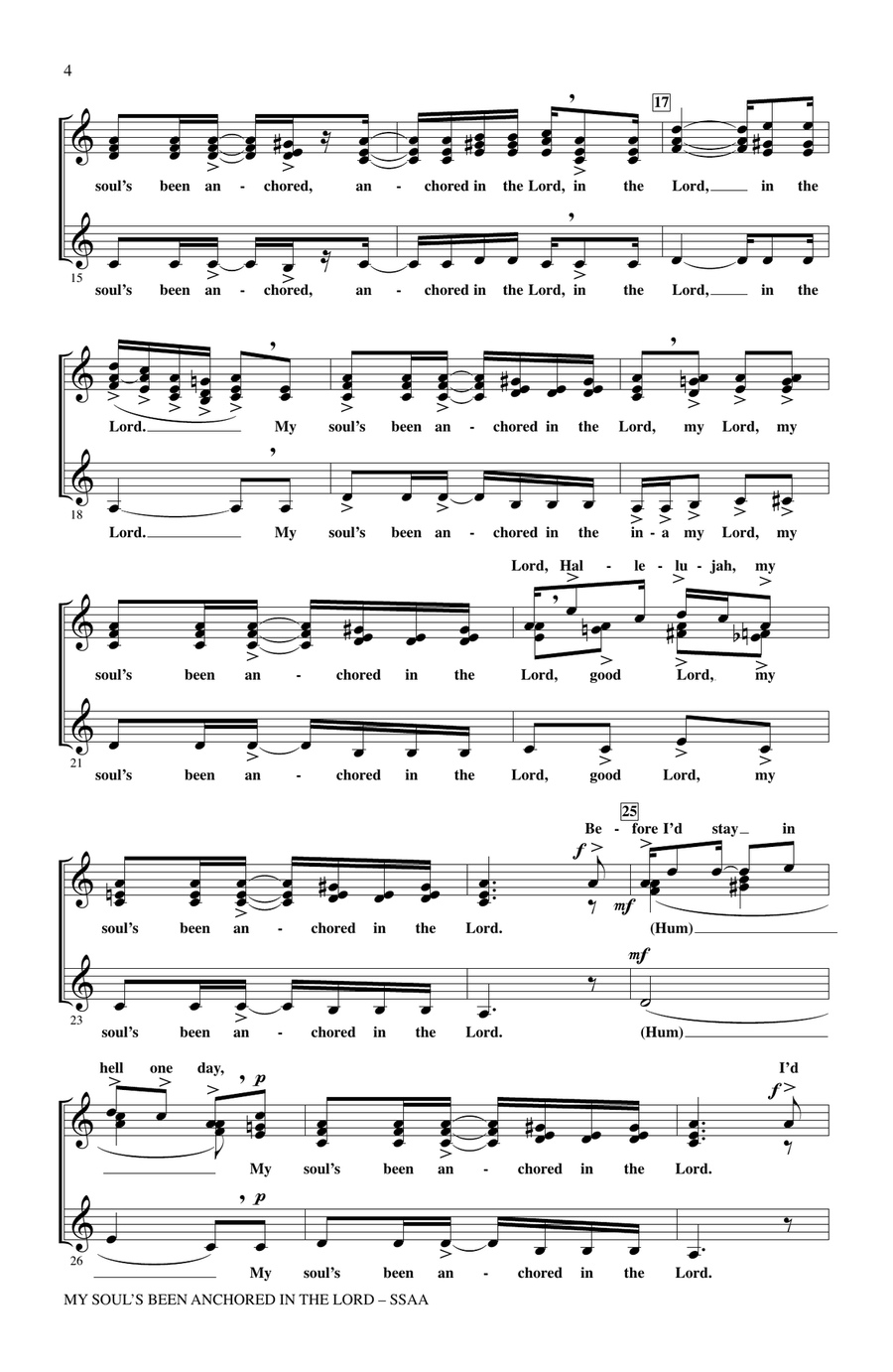 My Soul's Been Anchored In The Lord SSA scores gallery preview page 2