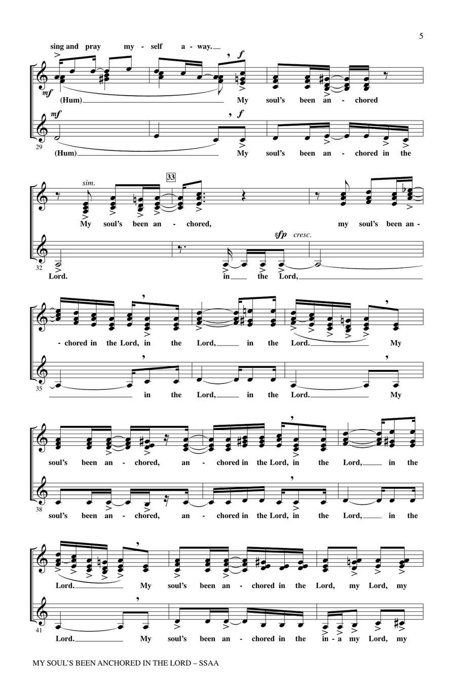 My Soul's Been Anchored In The Lord SSA scores gallery preview page 3