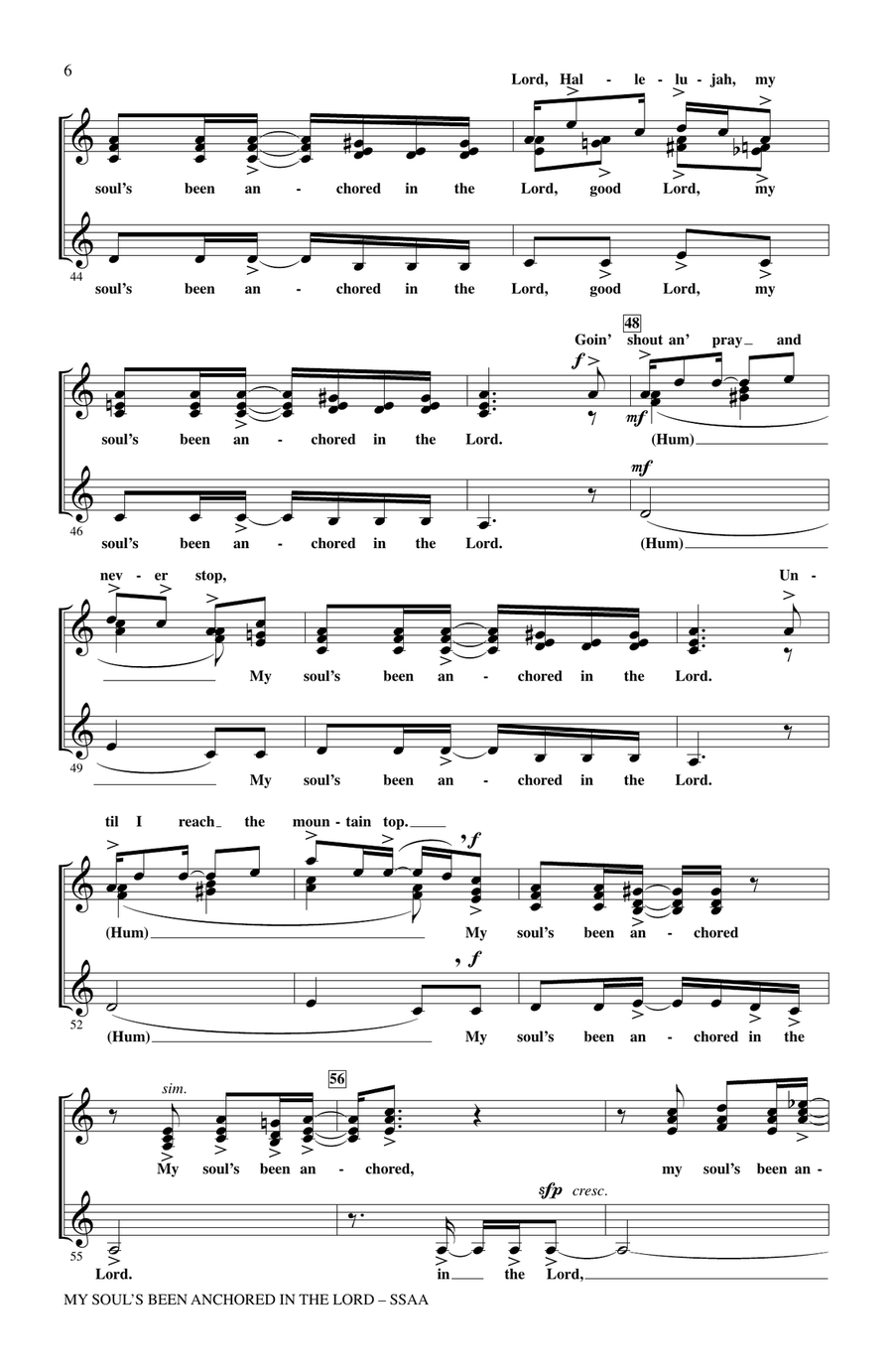 My Soul's Been Anchored In The Lord SSA scores gallery preview page 4