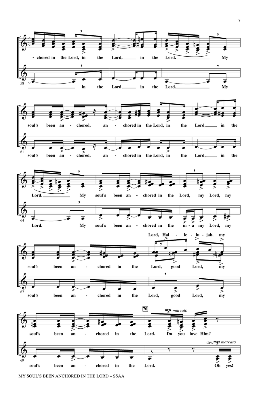 My Soul's Been Anchored In The Lord SSA scores gallery preview page 5