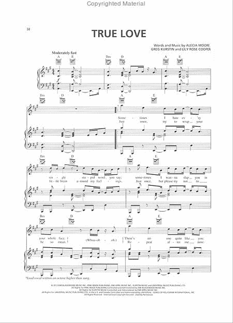 Pink - The Truth About Love Piano, Vocal, Guitar scores gallery preview page 5