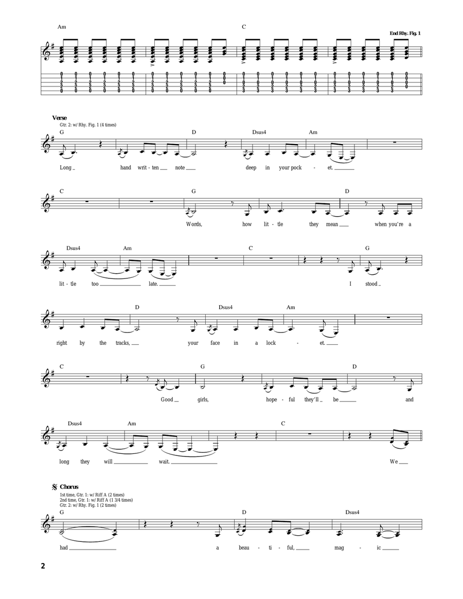 Sad Beautiful Tragic Sad Beautiful Tragic Acoustic Guitar scores gallery preview page 2