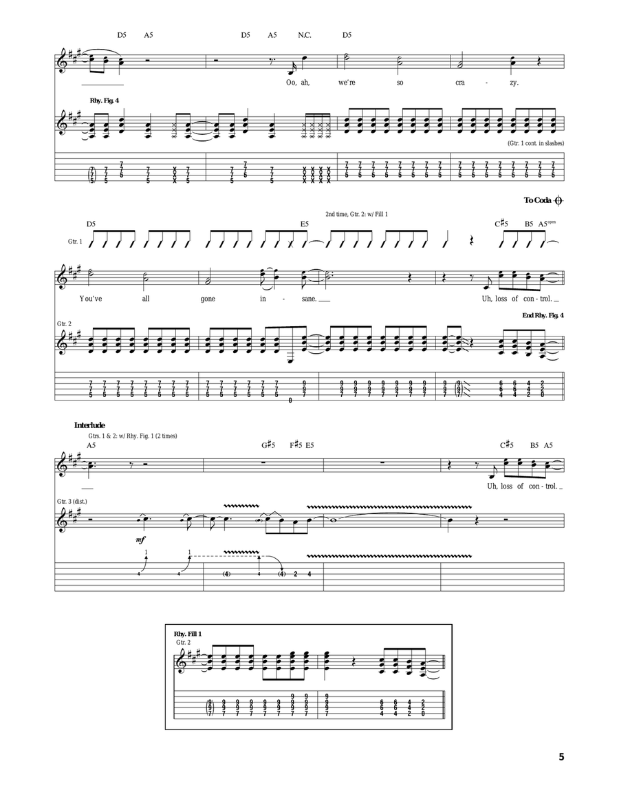 Loss Of Control Loss Of Control Acoustic Guitar scores gallery preview page 5
