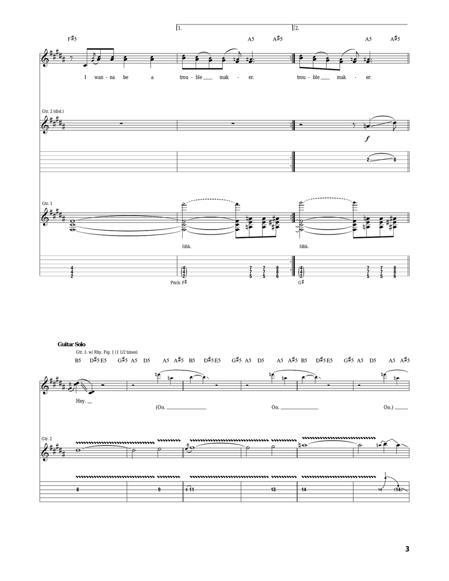 Troublemaker Troublemaker Acoustic Guitar scores gallery preview page 3