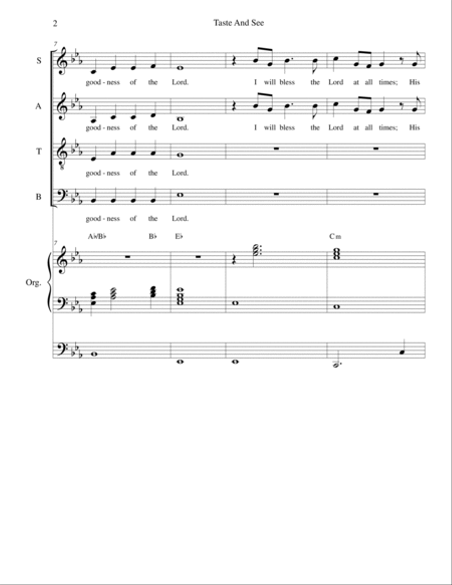 Taste And See (SATB Alternate) 4-Part scores gallery preview page 2