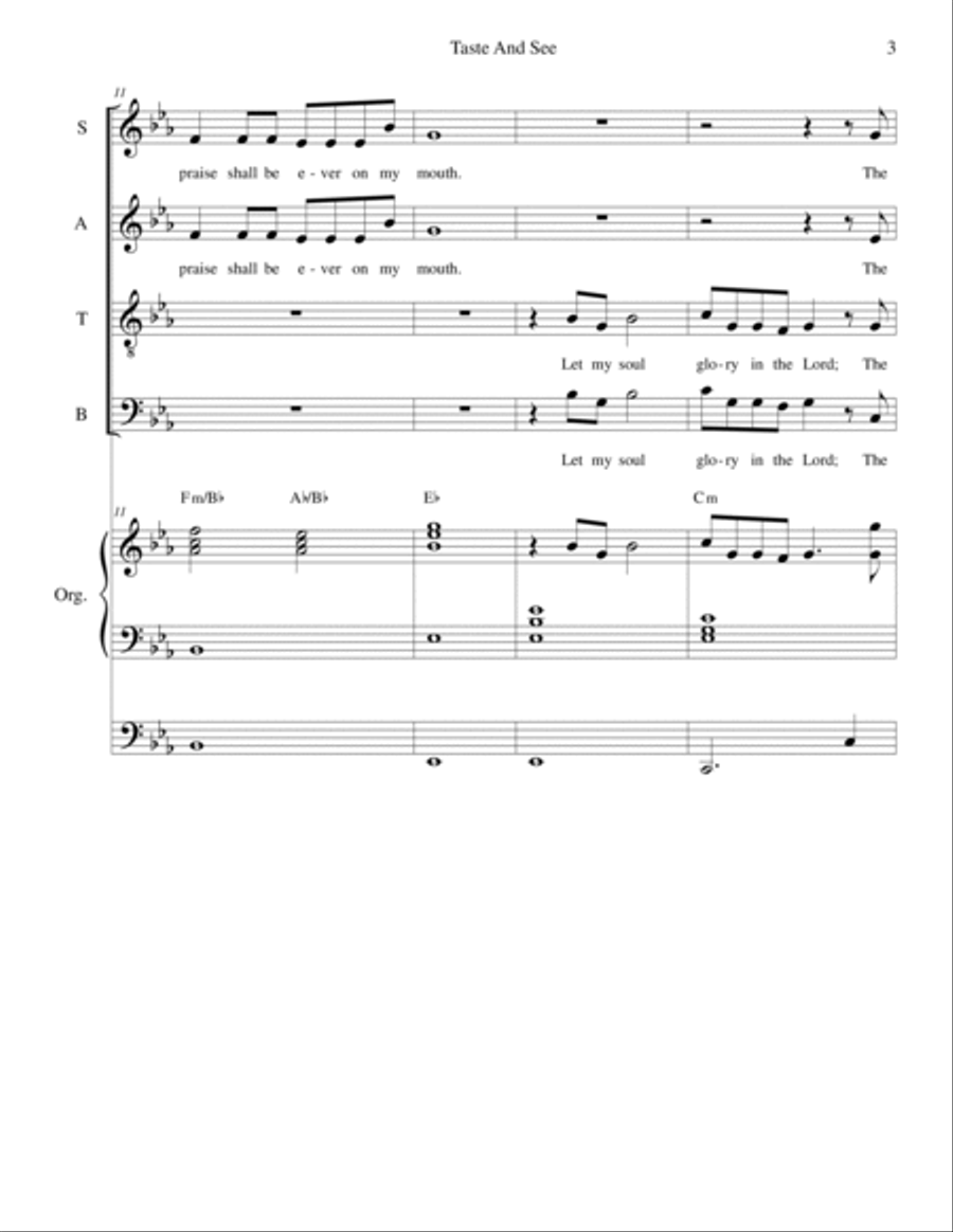 Taste And See (SATB Alternate) 4-Part scores gallery preview page 3
