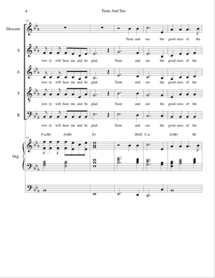 Taste And See (SATB Alternate) 4-Part scores gallery preview page 4