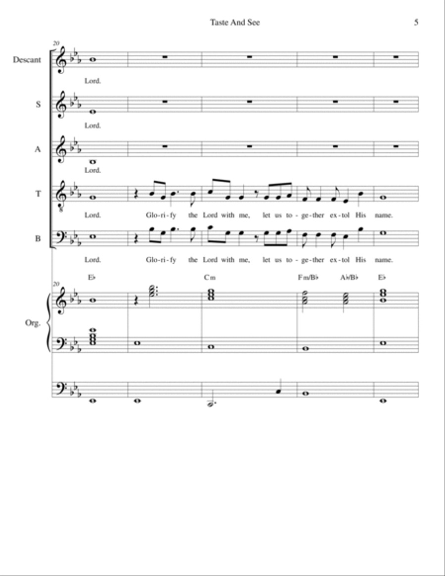 Taste And See (SATB Alternate) 4-Part scores gallery preview page 5