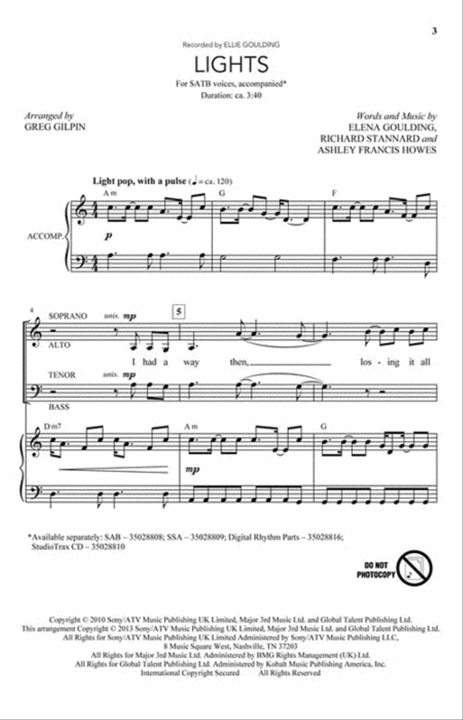 Lights Lights 4-Part scores gallery preview page 2