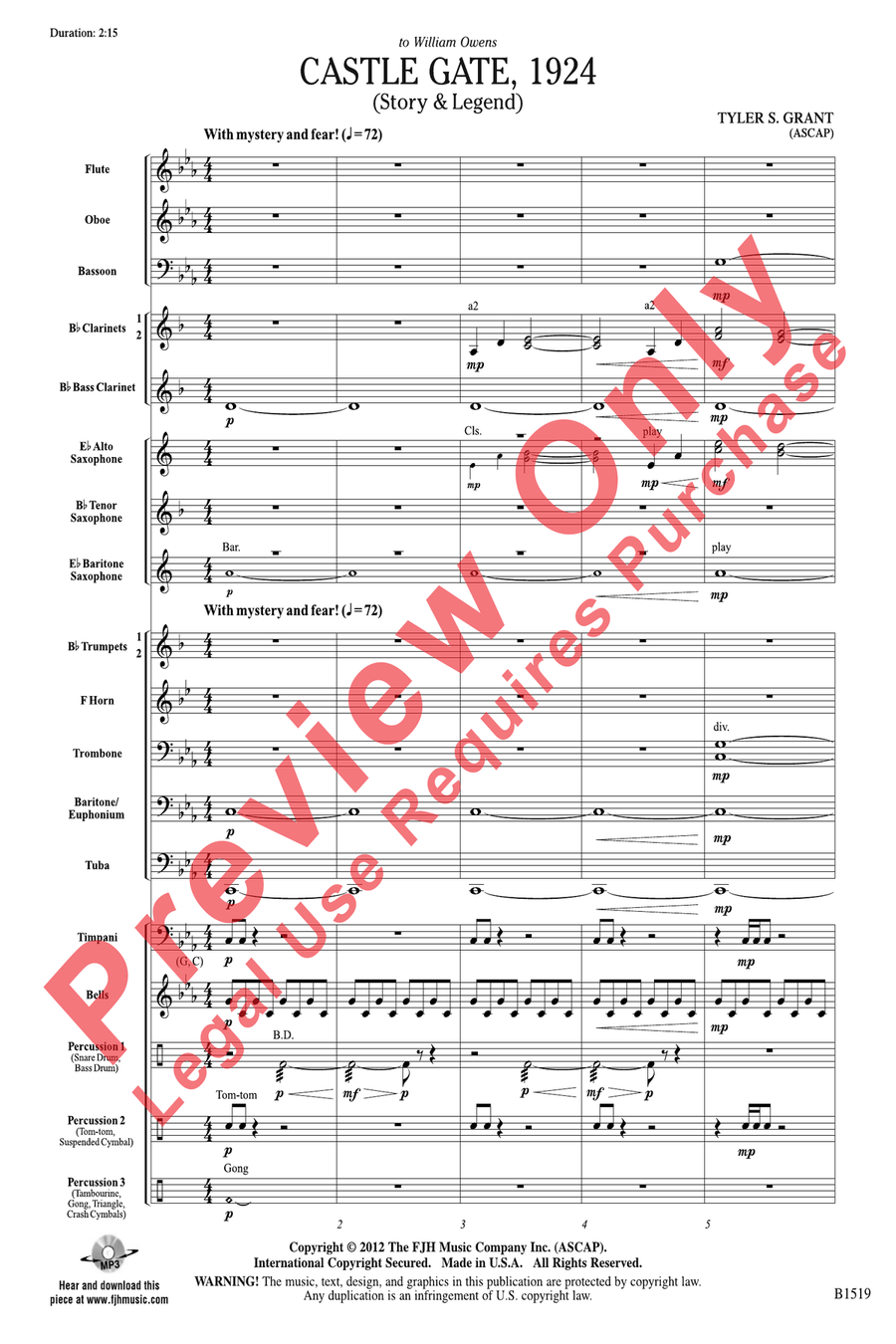 Castle Gate, 1924 Castle Gate, 1924 Concert Band scores gallery preview page 3