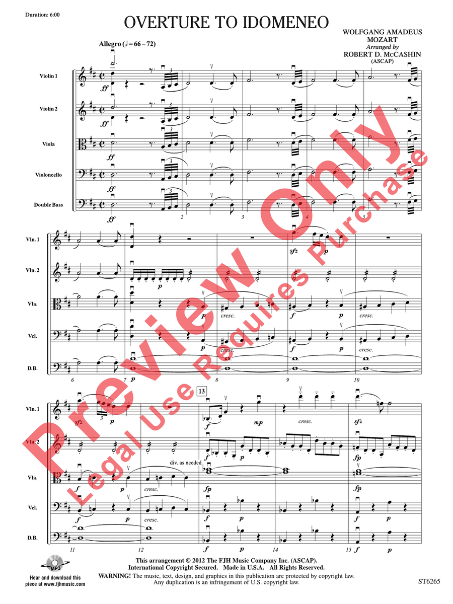 Overture to Idomeneo Overture to Idomeneo String Orchestra scores gallery preview page 4