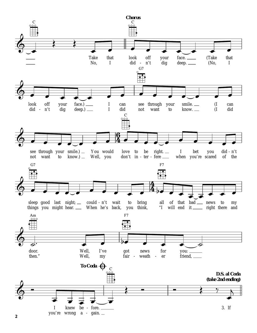 Take That Look Off Your Face Ukulele scores gallery preview page 2