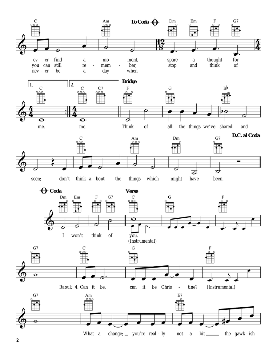 Think Of Me (from The Phantom Of The Opera) Ukulele scores gallery preview page 2