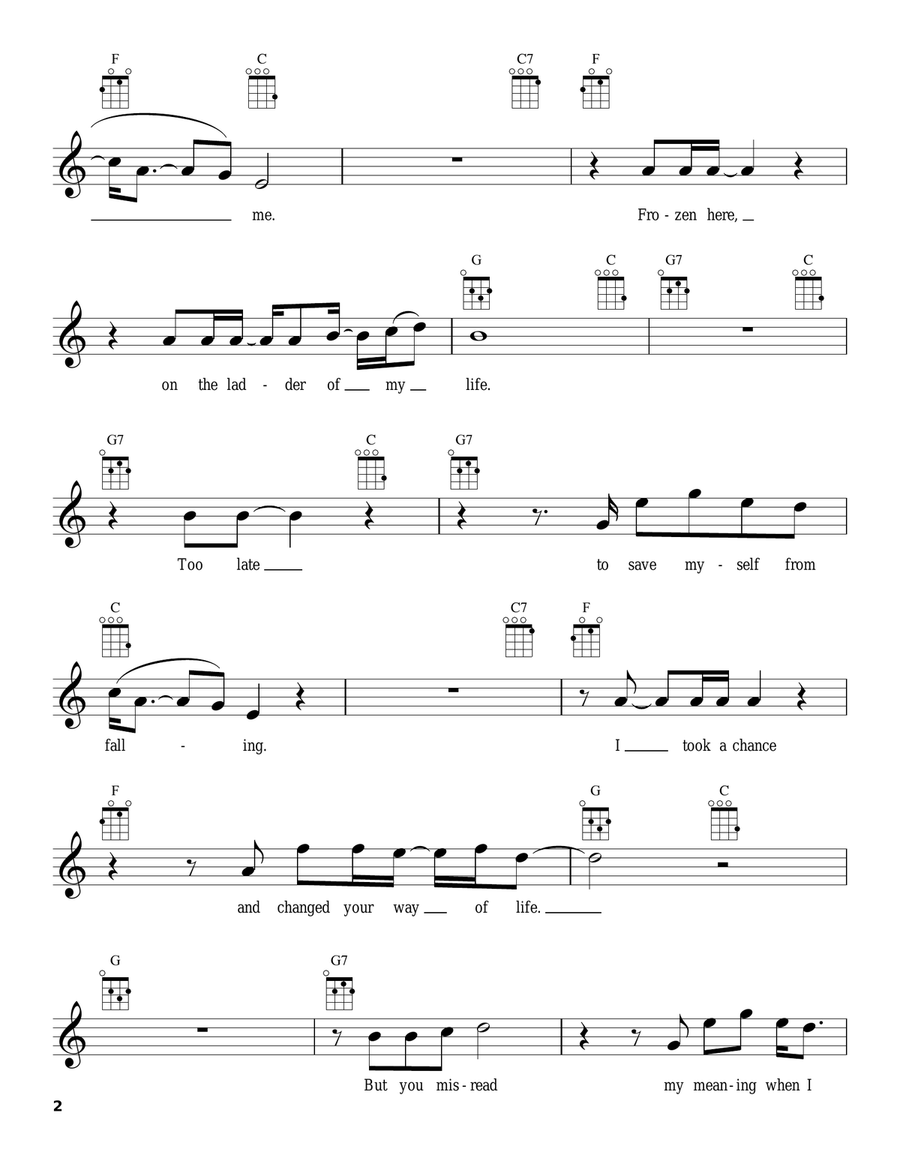 Don't Let The Sun Go Down On Me Ukulele scores gallery preview page 2