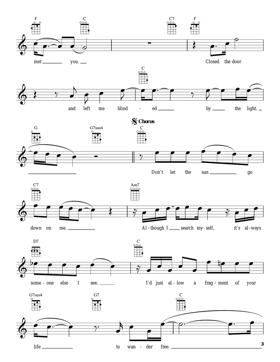 Don't Let The Sun Go Down On Me Ukulele scores gallery preview page 3