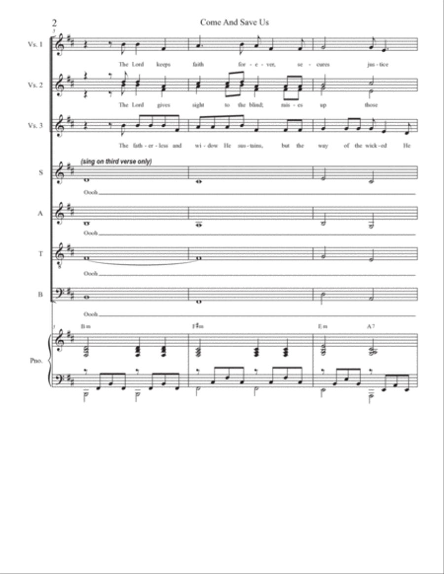 Come And Save Us (Vocal solos with SATB) 4-Part scores gallery preview page 2