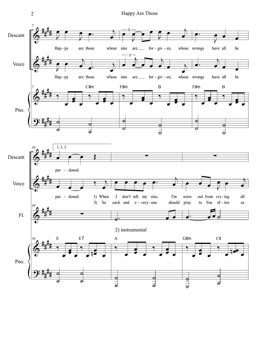 Happy Are Those (Vocal Duet) Piano scores gallery preview page 2