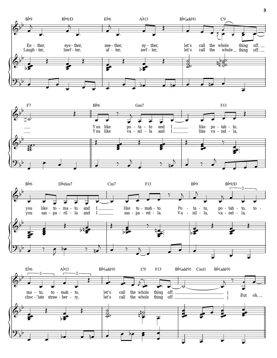 Let's Call The Whole Thing Off Piano, Vocal scores gallery preview page 3
