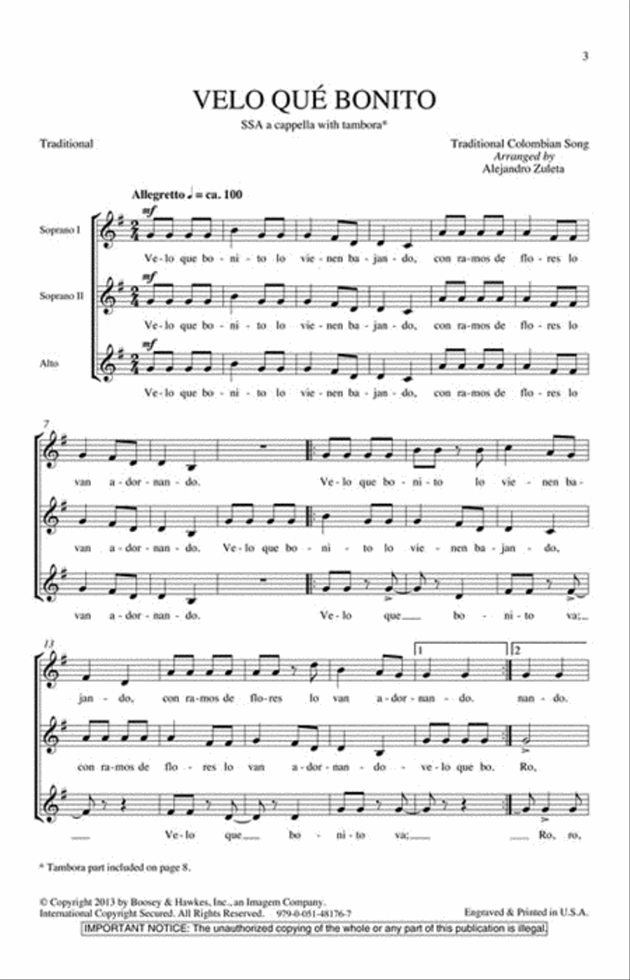 Velo qué bonito Velo qué bonito SSA scores gallery preview page 2