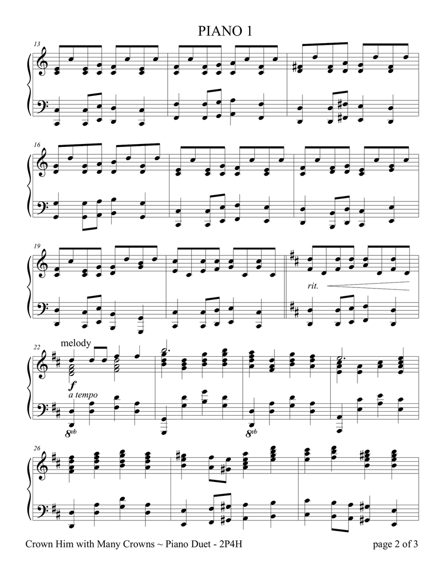 Crown Him With Many Crowns (2 Pianos, 4 Hands Duet) 2 Pianos, 4-Hands scores gallery preview page 4