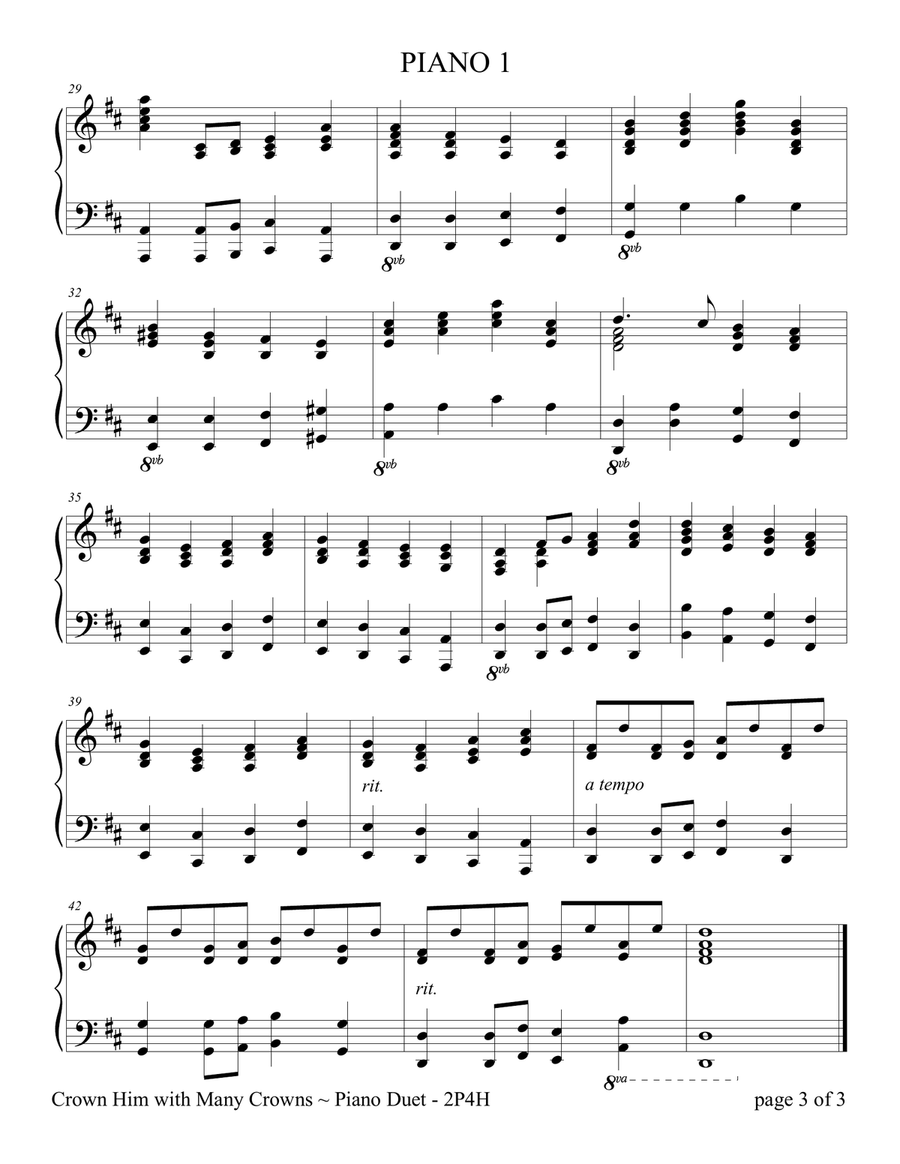 Crown Him With Many Crowns (2 Pianos, 4 Hands Duet) 2 Pianos, 4-Hands scores gallery preview page 5