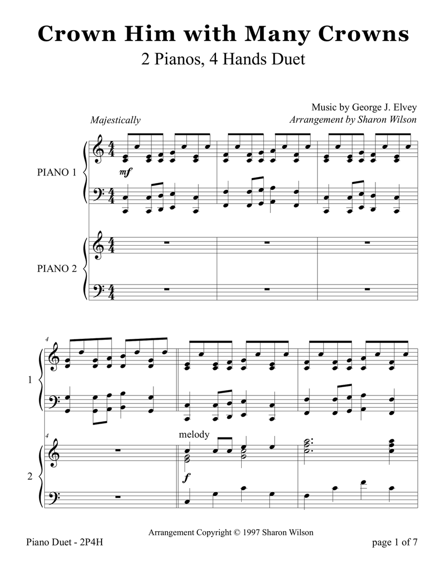 Crown Him With Many Crowns (2 Pianos, 4 Hands Duet) 2 Pianos, 4-Hands scores gallery preview page 6