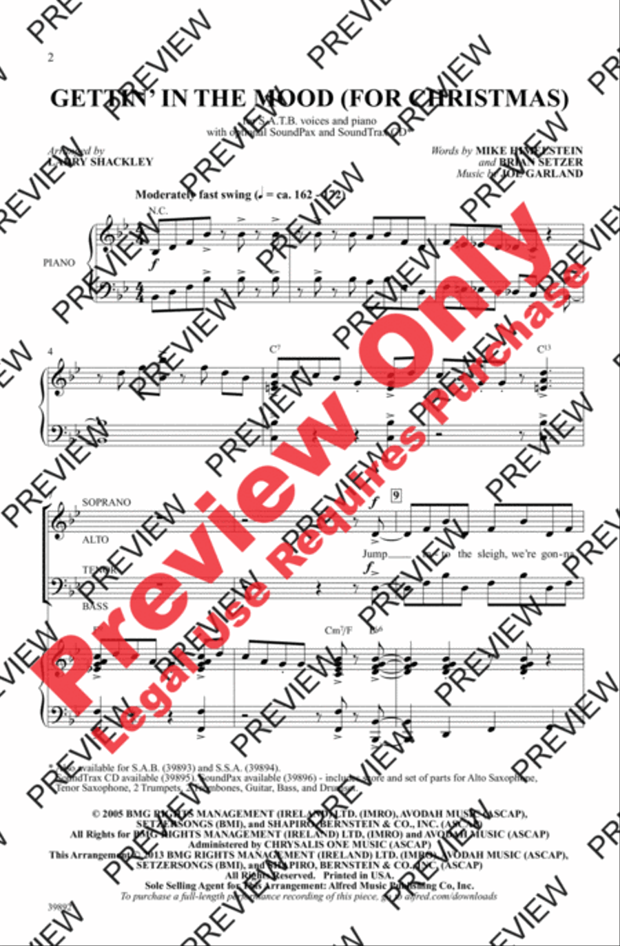 Gettin' in the Mood (for Christmas) 4-Part scores gallery preview page 2