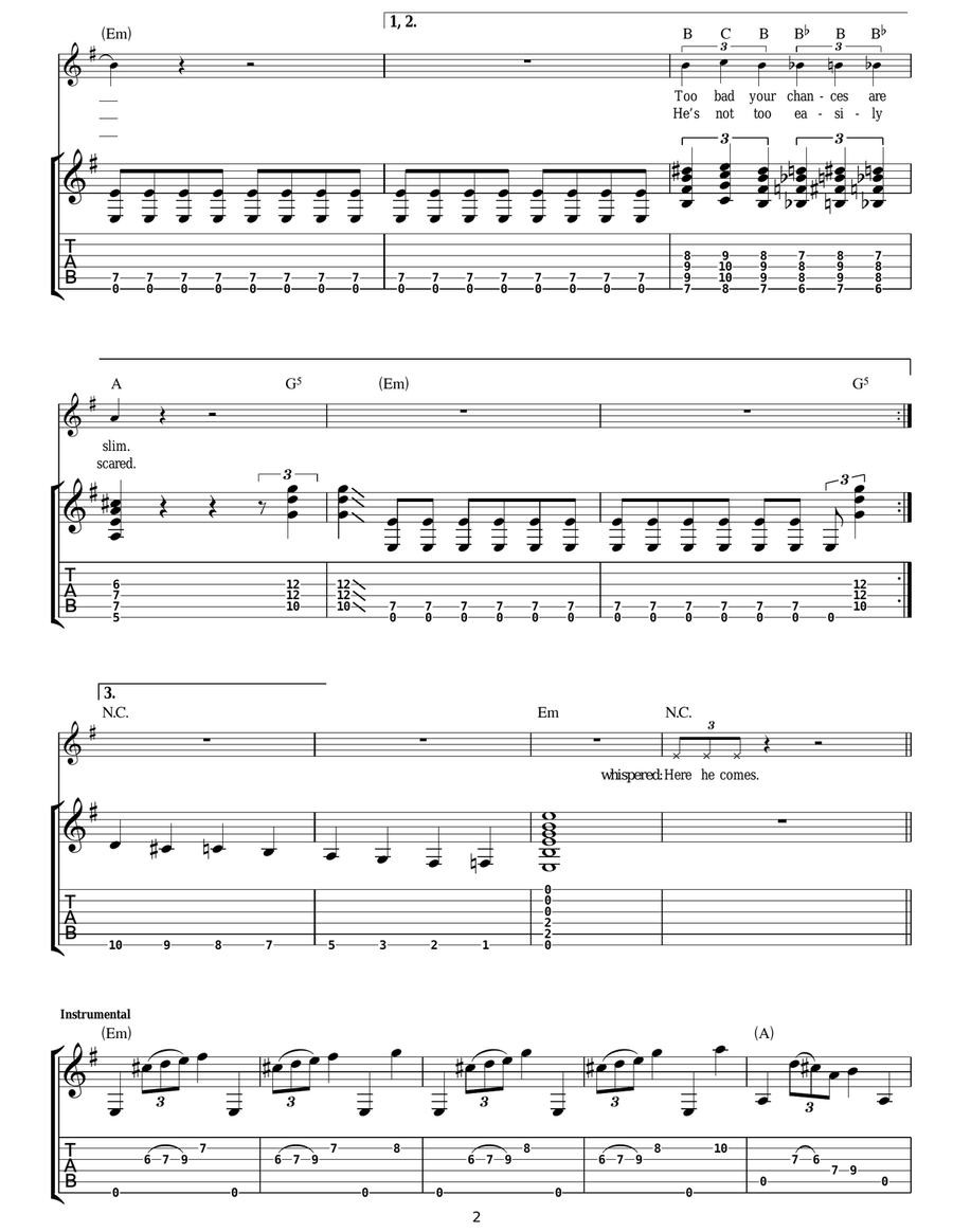 Elephant Guitar Tablature scores gallery preview page 2