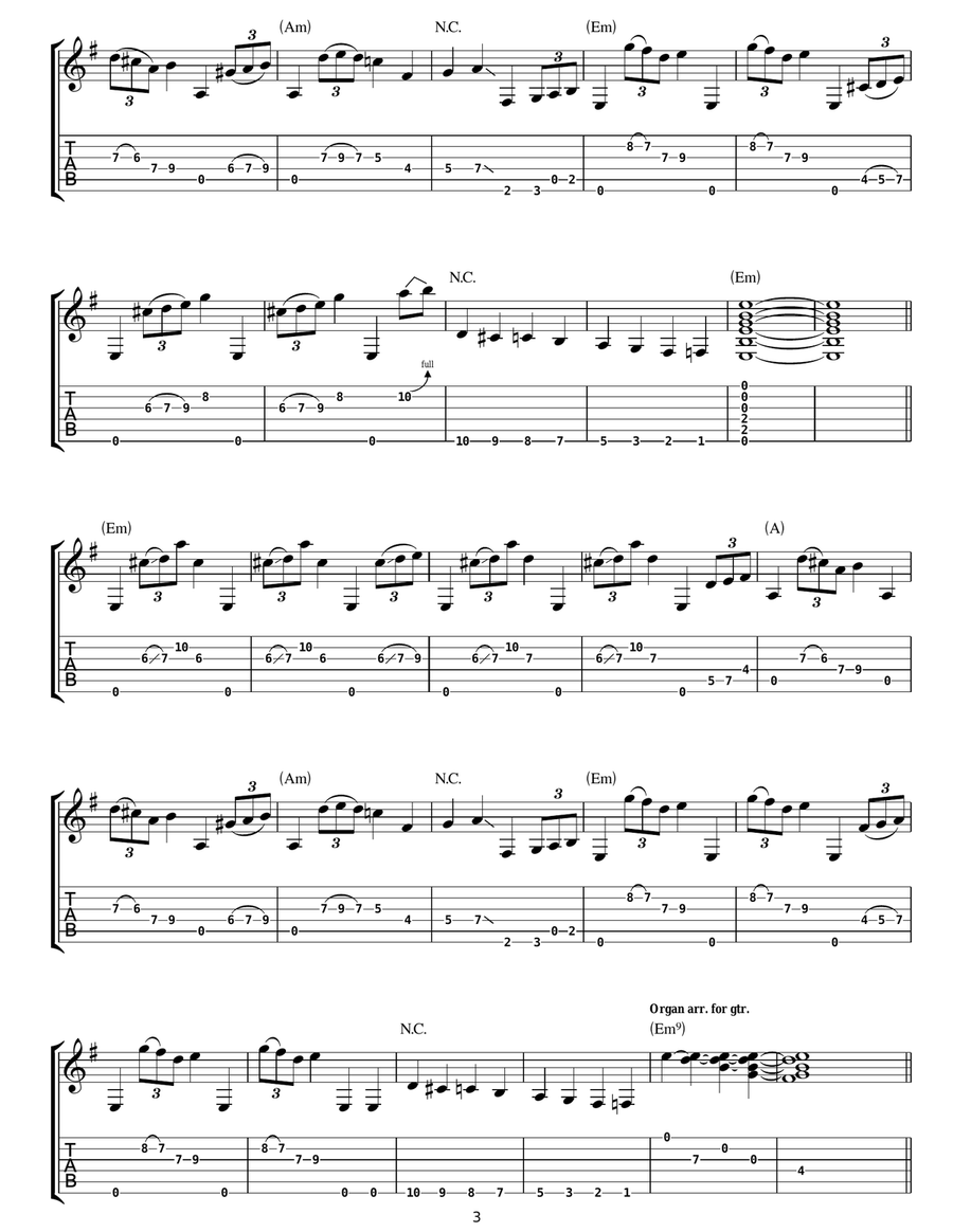 Elephant Guitar Tablature scores gallery preview page 3